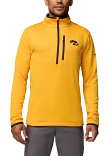 Columbia Iowa Hawkeyes Mens Gold Essential Hike Grid Fleece Half Zip Long Sleeve Qtr Zip Pullover