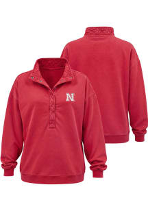 Nebraska Cornhuskers Womens Red Quilted Snap Qtr Zip
