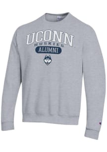 Champion UConn Huskies Mens Grey Pill Alumni Powerblend Long Sleeve Crew Sweatshirt