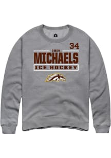 Owen Michaels  Rally Western Michigan Broncos Mens Grey NIL Stacked Box Long Sleeve Crew Sweatshir..