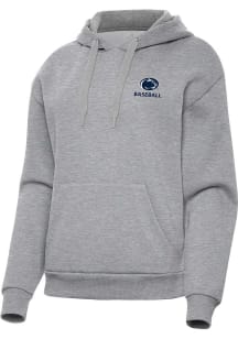 Antigua Penn State Nittany Lions Womens Grey Heather Baseball Victory Hooded Sweatshirt