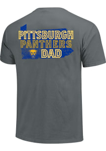 Pitt Panthers Charcoal Dad State Outline Short Sleeve T Shirt