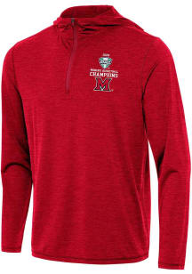 Antigua Miami RedHawks Mens Red 2026 MAC Women's Basketball Champs Tidy Long Sleeve Qtr Zip Pullov..