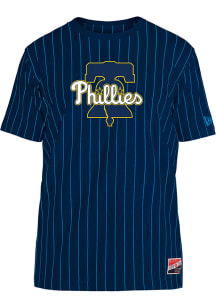New Era Philadelphia Phillies Navy Blue Throwback City Connect Pinstripe Short Sleeve Fashion T Sh..