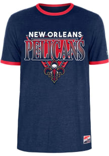 New Era New Orleans Pelicans Navy Blue Throwback Short Sleeve T Shirt