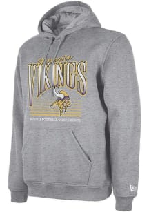 New Era Minnesota Vikings Mens Grey Team Name And Logo Long Sleeve Hoodie