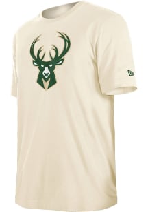 New Era Milwaukee Bucks Oatmeal Primary Team Logo Short Sleeve T Shirt