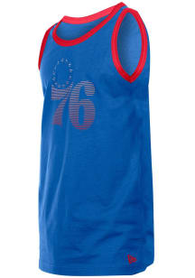 New Era Philadelphia 76ers Mens Blue Summer Short Sleeve Tank Top