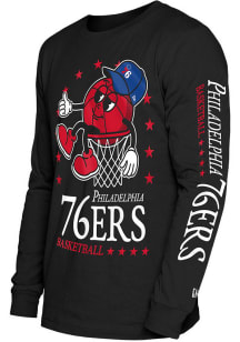 New Era Philadelphia 76ers Black Old School Long Sleeve T Shirt