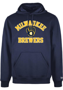 New Era Milwaukee Brewers Mens Navy Blue Heart And Soul Long Sleeve Hoodie