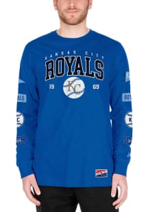 New Era Kansas City Royals Blue Throwback Collection Long Sleeve Fashion T Shirt