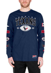 New Era Houston Texans Navy Blue Throwback Collection Long Sleeve Fashion T Shirt