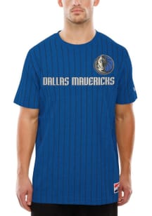 New Era Dallas Mavericks Navy Blue Throwback Pinstripe Short Sleeve Fashion T Shirt