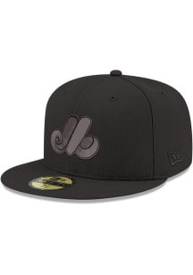 New Era Montreal Expos Mens Black Tonal Blue UV Cooperstown 59FIFTY Fitted Hat