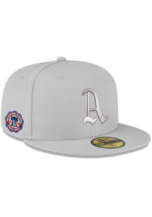 New Era Philadelphia Athletics Mens Grey Tonal Navy Pop 1910 WS Side Patch 59FIFTY Fitted Hat