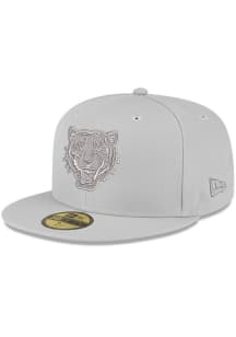 New Era Detroit Tigers Mens Grey Tonal Black Pop Cooperstown 59FIFTY Fitted Hat