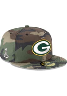 New Era Green Bay Packers Mens Green Super Bowl Side Patch 59FIFTY Fitted Hat