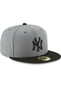 New Era New York Yankees Mens Grey New York Yankees MLB Basic 59FIFTY Fitted Fitted Hat