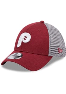New Era Philadelphia Phillies Mens Maroon Retro Shadowed Neo 39THIRTY Flex Hat