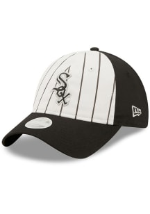 New Era Chicago White Sox Black Womens Striped Glam 9TWENTY Womens Adjustable Hat