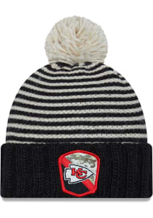 New Era Kansas City Chiefs Black 2023 Salute to Service W Cuff Pom Womens Knit Hat