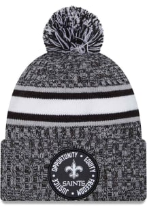 New Era New Orleans Saints Black 2023 Inspire Change Cuff Pom Mens Knit Hat