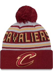 New Era Cleveland Cavaliers Grey Evergreen Wordmark JR Pom Youth Knit Hat