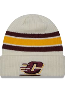 New Era Central Michigan Chippewas White Vintage Cuff Mens Knit Hat