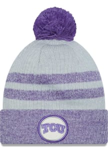 New Era TCU Horned Frogs White Patch Cuff Pom Mens Knit Hat