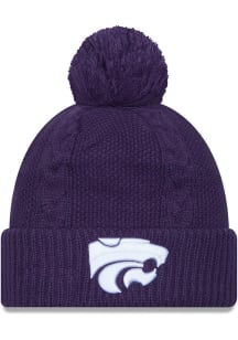 New Era K-State Wildcats Purple Cabled Cuff Pom Design Womens Knit Hat
