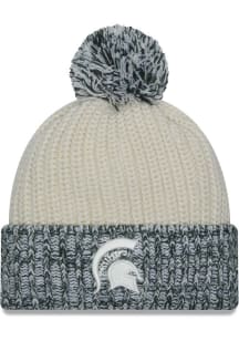 New Era Michigan State Spartans White Fresh Cuff Pom Womens Knit Hat