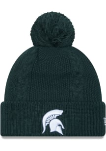 New Era Michigan State Spartans Green Cabled Cuff Pom Style Womens Knit Hat