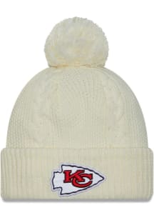 New Era Kansas City Chiefs White Cabled Cuff Pom Womens Knit Hat