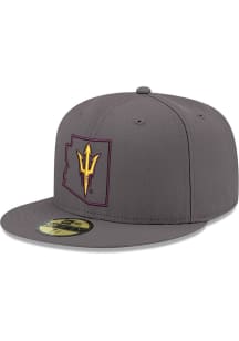 New Era Arizona State Sun Devils Mens Graphite State Logo 2T 59FIFTY Fitted Hat