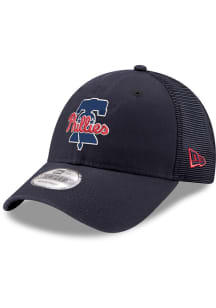 New Era Philadelphia Phillies Trucker 9FORTY Adjustable Hat - Navy Blue