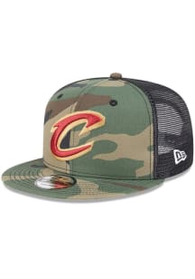 New Era Cleveland Cavaliers Green Camo Evergreen Trucker 9FIFTY Mens Snapback Hat