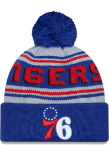 New Era Philadelphia 76ers Grey Evergreen Wordmark Pom Mens Knit Hat