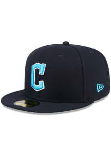 New Era Cleveland Guardians Mens Navy Blue 2024 Fathers Day 59FIFTY Fitted Hat