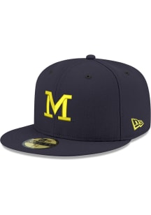New Era Michigan Wolverines Mens Blue Skinny M 59FIFTY Fitted Hat