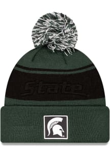New Era Michigan State Spartans Green Dart Cuff Pom Beanie Mens Knit Hat