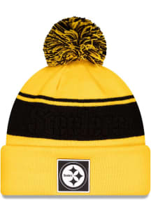 New Era Pittsburgh Steelers Yellow Dart Cuff Pom Beanie Mens Knit Hat