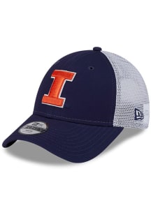 New Era Illinois Fighting Illini Navy Blue Evergreen Trucker JR 9FORTY Design Youth Adjustable Hat