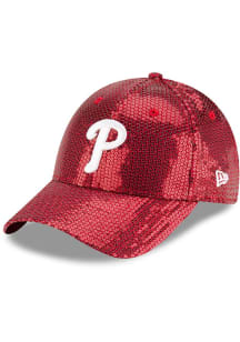 New Era Philadelphia Phillies Red Womens Sequin Adjustable Womens Adjustable Hat