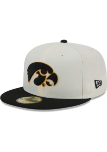 New Era Iowa Hawkeyes Mens White Chrome 2T Evergreen 59FIFTY Fitted Hat