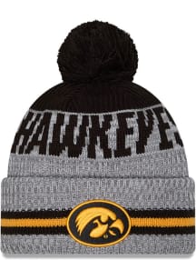 New Era Iowa Hawkeyes Grey Runner JR Cuff Pom Youth Knit Hat