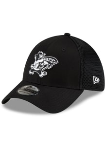 New Era K-State Wildcats Mens Black Black and White Logo 39THIRTY Flex Hat