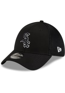 New Era Chicago White Sox Mens Black Black and White Logo 39THIRTY Flex Hat