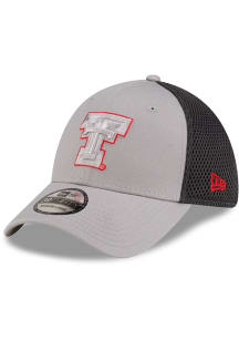 New Era Texas Tech Red Raiders Mens Graphite Graphite and Grey Tonal Logo 39THIRTY Flex Hat
