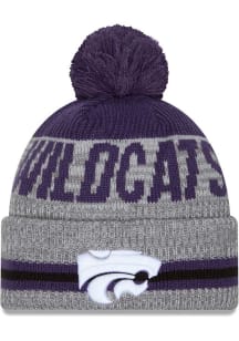 New Era K-State Wildcats Grey Runner JR Cuff Pom Youth Knit Hat