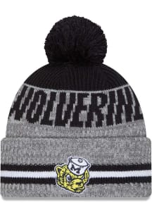 New Era Michigan Wolverines Grey Runner JR Cuff Pom Youth Knit Hat